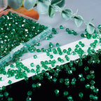 1200PCS 3mm Bicone Crystal Glass Beads for Jewelry Making, Sparkling Mini Beads for Suncatchers, DIY Bracelets & Craft Projects (Malachite Green)
