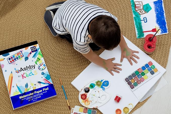 100 Sheets - Watercolor Paper Pads (9"x12") - Premium Thick Pages (220 GSM) - Also Great for Drawing, Finger Painting & Sketching; Easy Tear Design - Natural White; Water Color Paper/Watercolor Pads