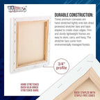 U.S. Art Supply 16 x 16 inch Stretched Canvas for Painting, 12oz Triple Primed, 6-Pack - Professional Artist Quality White Blank 3/4" Profile, 100% Cotton, Heavy-Weight Gesso - Acrylic Pouring, Oil