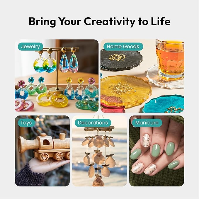 Resiners Cordless Rotary Tool Kit, Resin Drill & Polishing Kit, 8-Speed Adjustable, Type-C Charging, 52pcs Electric Jewelry Making Kit for Drilling, Polishing, Sanding, Grinding DIY Crafts