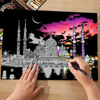 Scratch Art for Adults(12 Sheets A4),Family Creative DIY Painting Papers for Travel Lovers,Craft Lovers|Creative Scratch Art Adult (Britain/Thailand/Malaysia) by Iskueal