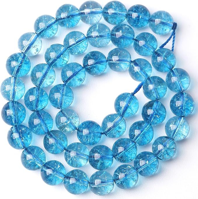 12MM Blue Crystal Quartz Beads Natural Gemstone Round Loose Stone Beads for Jewelry and Bracelets Making 32pcs 15"