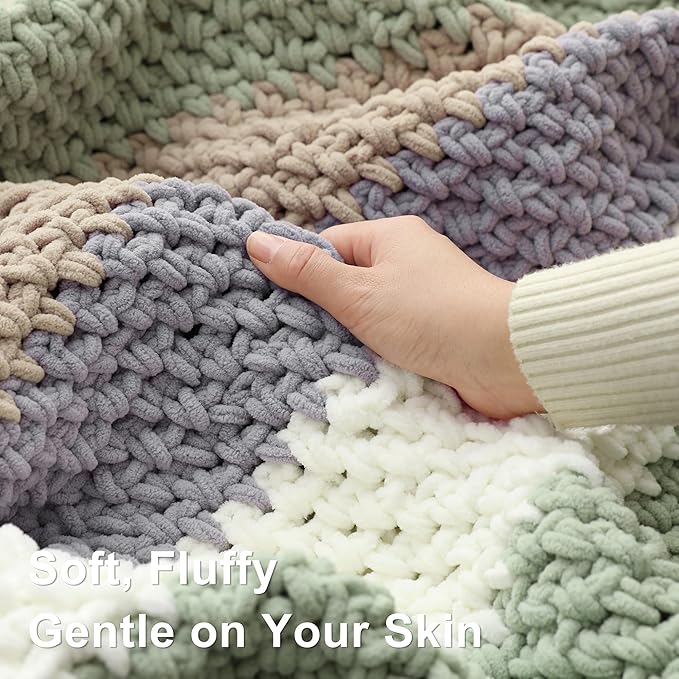 #6 Super Bulky Blanket Yarn for Crocheting - 4 Skeins(Each 10.5oz/300g, 220yds/201m), Chunky Chenille Thick Plush Big Soft Yarn for Crocheting Knitting Blankets, Lavender