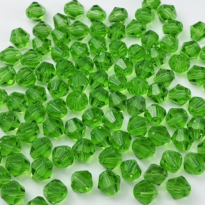 100pcs 8mm Bicone Glass Crystal Beads for Jewelry Making, Faceted Bicone Glass Spacer Beads for Bracelet Earring Necklace DIY Craft(Grass Green)