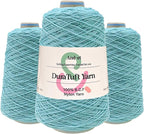 And-et DuraTuft Yarn 45 Vibrant Colors Tufting Nylon Yarn Pack - Ideal for Crochet, Craft Projects -100% B.C.F. - 3 Cones x 1.66lbs -180yards -Perfect for Rug Weaving and Knitting (31 Turquoise Blue)