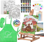 Falling in Art 52Pcs Acrylic Paint Set with Table Easel, Art Painting Kit with Acrylic Paints, Canvas Panels, Paintbrushes, Canvas Supplies Kit for Kids, Adults, Beginners, and Artists, Green