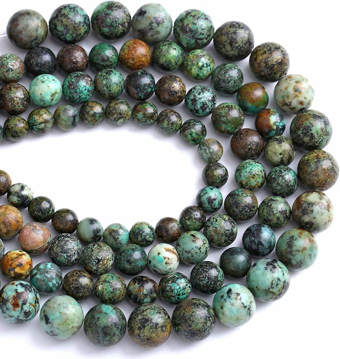12MM 30PCS Natural Stone Green African Turquoise Spacer Loose Beads for Jewelry Making DIY Bracelet Necklace