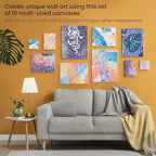 ARTEZA Stretched Canvas Multipack of 10 – 4x4, 5x7, 8x10, 9x12, 11x14 Inch Blank White Canvases for Acrylic, Oil, Gouache – Cotton, Pre-Primed