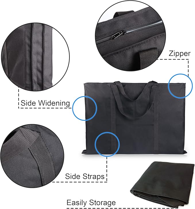 JJRING Dacron Light Weight Art Portfolio Bag, 24'' x 32'' for 23'' x 31'', Black Carrying Storage Case for Poster, Sketching, and Drawing