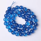 60pcs 6mm Natural Blue Crystal Crackle Quartz Stone Round Loose Beads for Jewelry Making DIY Bracelets Necklaces Energy Healing Stone Beads 15"(6mm, Blue Crackle Quartz)