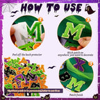 104 Pcs Halloween Patches Chenille Letter Patches Self Adhesive Halloween Stick on Patches for Clothing,A-Z Varsity Letter Stickers Embroidered Appliqué Sew on Patches for Hats Backpacks Jackets