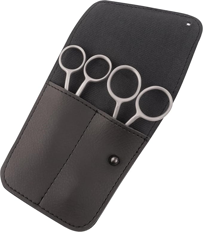 Small Embroidery 4.5 Inch Scissors Set of 2 Kit - Mini Double Bend Offset Duckbill and Double Bend Long Applique Needlepoint Blade with Pouch Sleeve (Satin)