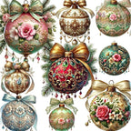 TIAMECH Merry Christmas Paper Stickers - 96 Pcs Santa Clause Elk Christmas Ball Design, Waterproof Sticker for Journaling & Scrapbooking, Junk Journal Supplies, Ephemera & DIY Crafts