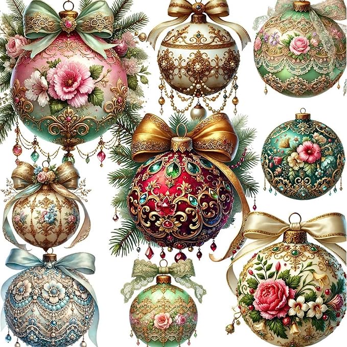 TIAMECH Merry Christmas Paper Stickers - 96 Pcs Santa Clause Elk Christmas Ball Design, Waterproof Sticker for Journaling & Scrapbooking, Junk Journal Supplies, Ephemera & DIY Crafts