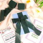 3 Rolls Dark Green Handmade Fringe Chiffon Ribbon 1.5" x 7Yd Silk-Like Colorful Rustic Ribbon for Bouquets Wrapping Decor Wedding Tie Invitations Crafts