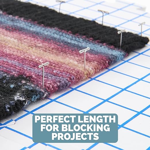 KnitIQ Strong Stainless Steel T-Pins for Blocking Knitting, Crochet & Sewing Projects | 150 Units, 1.5 Inch Pin Needles | Comes with Hinged Reusable Tin (Classic Design)