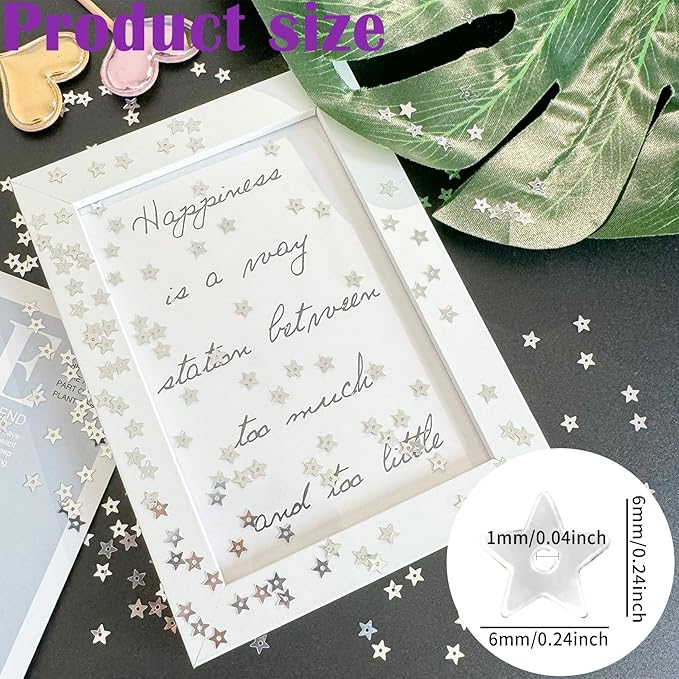 10 Grams 5mm/0.2" Silver Tiny Star Sew on Sequins Mini Embroidery Sequins with Holes for DIY Jewelry Making Crafts