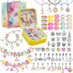 ONADEBY DIY Bracelet Kit with Beads & Charms - Friendship Jewelry Making Kit, A Perfect Birthday and Christmas Craft Gifts with Box Bag Packing (Yellow Colored)