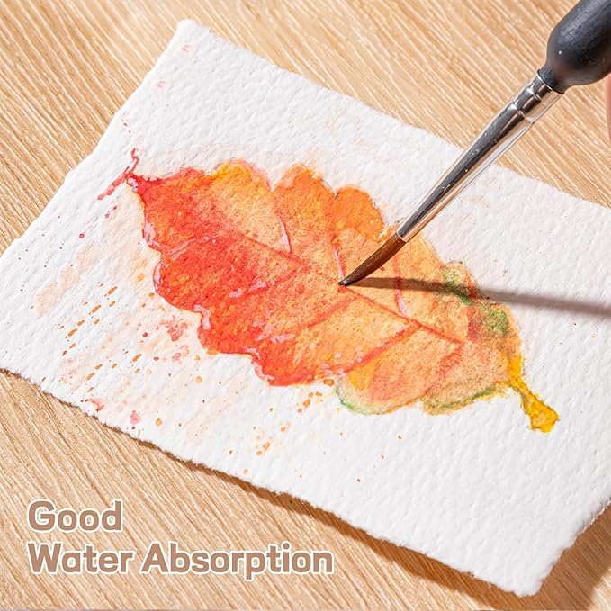 100 Sheets Watercolor Paper 4 x 6inch, 300 GSM Deckled Edge Paper Rough/Textured Handmade Paper for Watercolors, Wedding Invitations, Cards, Crafts