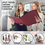 Dunwell 11x14 Art Portfolio Binder with Mounting Paper (Ruby), Large Portfolio Folder for Artwork Storage, 24 Sleeves Displays 48 Pages, Acid-Free Poly 11 x 14 Presentation Book