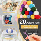 Aeelike 20pcs Acrylic Yarn for Crocheting, Crotcheting Set for Beginners, Crochet Kit with Everything Include 1093 Yards Yarn, Aluminum Crochet Hooks,Step-by-Step Instruction and Black Organiser Bag