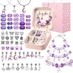 UFU Charm Bracelet Making Kit Girls Beads for Jewelry Making Kit, Unicorns Arts Crafts Gifts Set for Teen Girls Age 5 6 7 8-12, with a Portable Bracelet Organizer Box