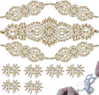 PEARLY JUN 11 Pcs Gold Rhinestone Applique Patches Pearl Rhinestone Patches Iron on Appliques for Dresses Hand Sewing Craft Projects DIY Wedding Clothes Shoes Hats Bags Embellishments