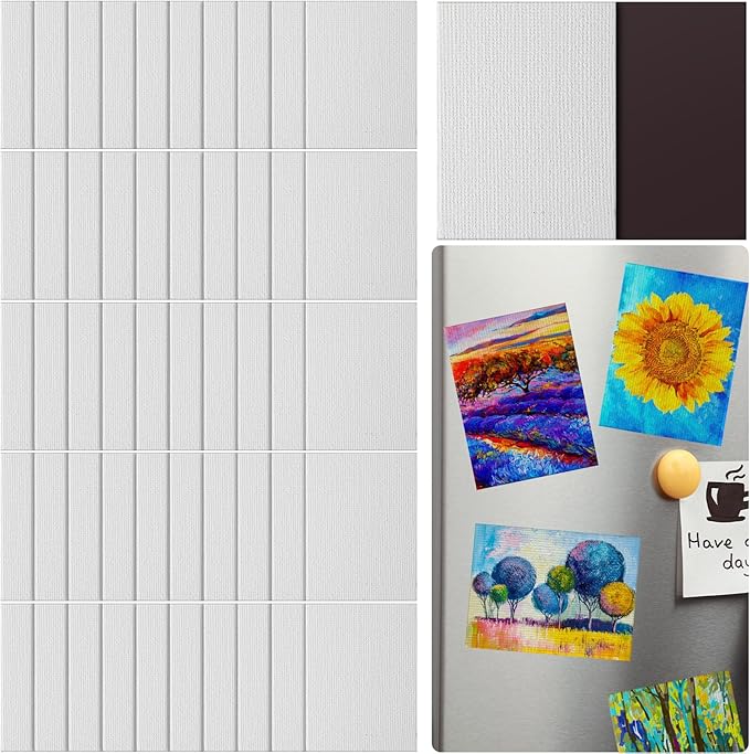 Engrowtic 50 Pcs Magnetic Painting Canvas Panel Mini Canvas Boards for Painting Mini Tile Art for Fridge Locker Art Crafts DIY(3 x 4 in,Rectangle)
