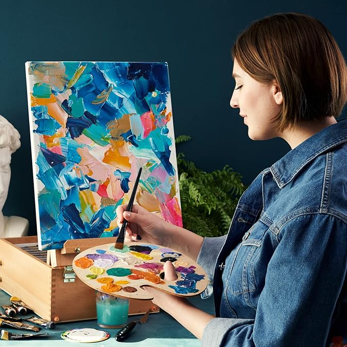 ARTEZA Stretched Canvas, 16 x 20 Inches, Pack of 6, Blank White Large Canvas for Painting for Acrylic, Oil and Gouache Paints