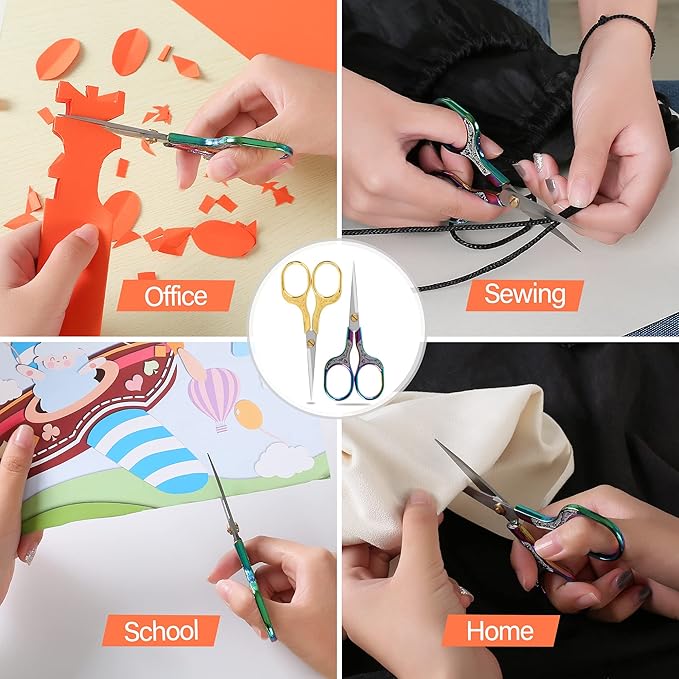 Professional Embroidery Scissors 5 Inch - Surgical-Grade Stainless Steel Blades & Engraved Handles with Leather Sheath for Precision Sewing, Crafting