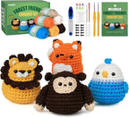 Crochet Kit for Beginners - Crochet Kits Knitting & Crochet Animals Beginner Crochet Kit for Adults Kids Amigurumi Crocheting Kit with Step-by-Step Tutorials Gift for Girl Women Kid - Forest Friends