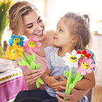 10 Pcs Plush Smile Flower Stuffed Bendable Stems Plush Bouquet Toy Soft Flower 12.6 Inch for Christmas 2025 Mother's Day Girl Girlfriend Wife(Lovely Style)