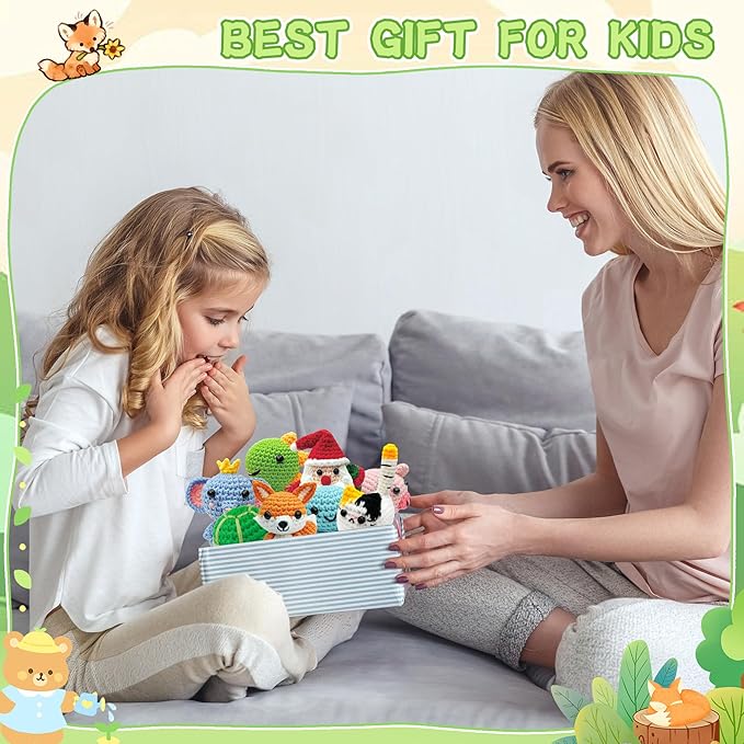 klriuliy 8PCS Crochet Kit for Beginners, 2026 Chrismas Halloween Knitting Kit with Step-by-Step Video Tutorials, Beginner Crochet Kit for Adults