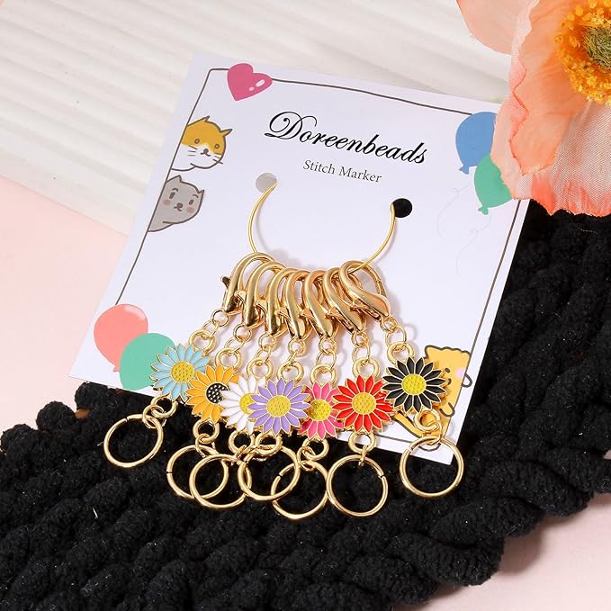 DoreenBeads Stitch Markers for Crocheting and Knitting, Alloy Enamel Crochet Marker Crochet Gifts for Knitting Weaving Sewing Accessories Quilting Jewelry Making