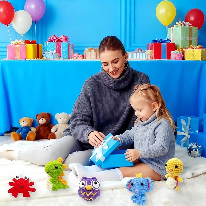 BLZEDIM 6Pcs Crochet Kit for Beginners, 2026 DIY Crochet Animal Kits with Step-by-Step Video Tutorials Beginner Knitting Kit for Adults DIY Stuffed Animals Craft Gift for Starter (Turtle)