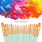 BOSOBO Paint Brushes Set, 4 Pack 40 Pcs Round Pointed Tip Paintbrushes Nylon Hair Artist Acrylic Paint Brushes for Acrylic Oil Watercolor, Face Nail Art, Miniature Detailing & Rock Painting, Green