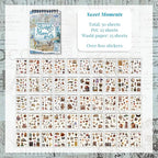 WCCH Vintage Scrapbook Sticker Supplies, 25 Sheets PET and 25 Sheets Washi Stickers, Over 800 Self-Adhesive Pre-Cut Stickers for Junk Journal, Bujo, Collage, Adult Crafts Arts, Letters DIY