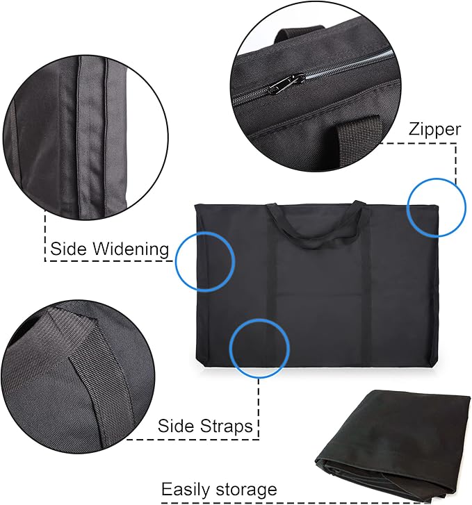 JJRING Dacron Light Weight Art Portfolio Tote Bag, 25'' x 37'' for 24'' x36'' Black Carrying Storage Case For Poster, Sketching, and Drawing
