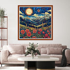 Funart Stamped Cross Stitch Kits for Beginners Full Range of Cross Stitching Preprinted Embroidery Kits for Adults, 11CT Embroidery Pattern Needlepoint Kits-Outdoor Scenery 18x18 inch