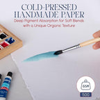 Wanderings Thick Handmade Watercolor Paper with Deckled Edge - 9x12-500GSM Premium White Cold-Pressed Textured Mixed Media Paper Made with Recycled Cotton - 15 Loose Leaf Sheets