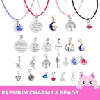 MODDA Charm Bracelet Making Kit - DIY Beaded Jewelry Making Kit, Gifts for Girls Ages 5-12, with Cute Cat Design Shoulder Bag
