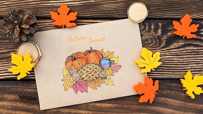 Hying Thanksgiving Background Clear Stamps for Card Making, Autumn Harvest Pumpkin Transparent Rubber Stamp for Bullet Journal, DIY Scrapbook Decoration, Handmade Crafts Notebook, Fall Theme Food