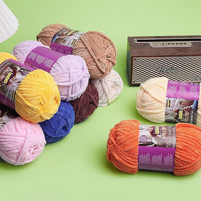 Chunky Chenille Yarn for Crocheting - 3x100g/3.5oz Baby Blanket Yarn for Crocheting Soft - 262 Yards Fluffy Thick Plush Yarns for Knitting Blankets Amigurumi (3, Pale Pink)