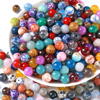 100PCS 10MM Mixed Color Stone Beads Round Loose Spacer Gemstone Beads for Jewelry Making DIY Bracelet Necklace Crystal
