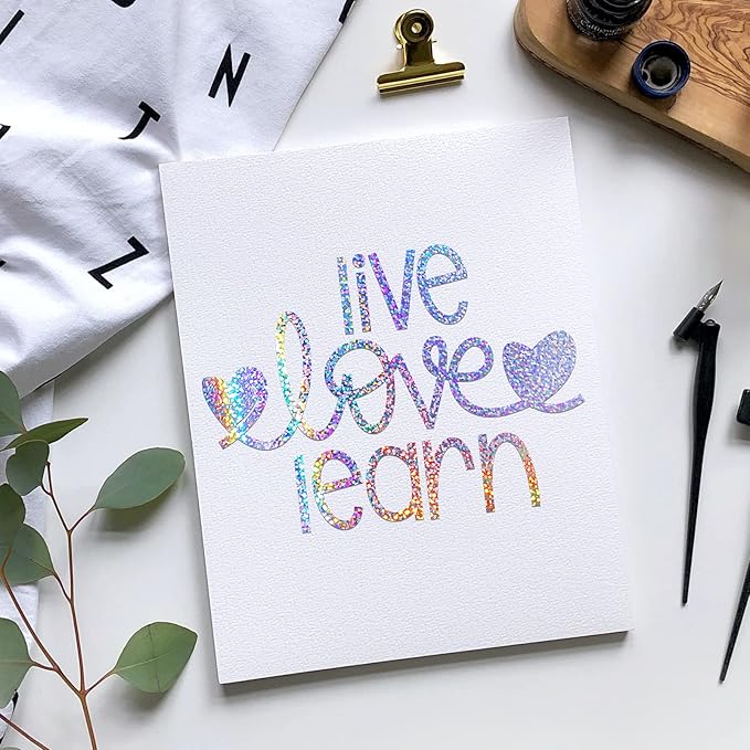 GIRAFVINYL Sparkle Holographic Glitter Vinyl, Silver Glitter Vinyl Permanent for Home and Car Christmas Decorations, Expressions, Signs, Stickers, 12 Inch X 6 ft