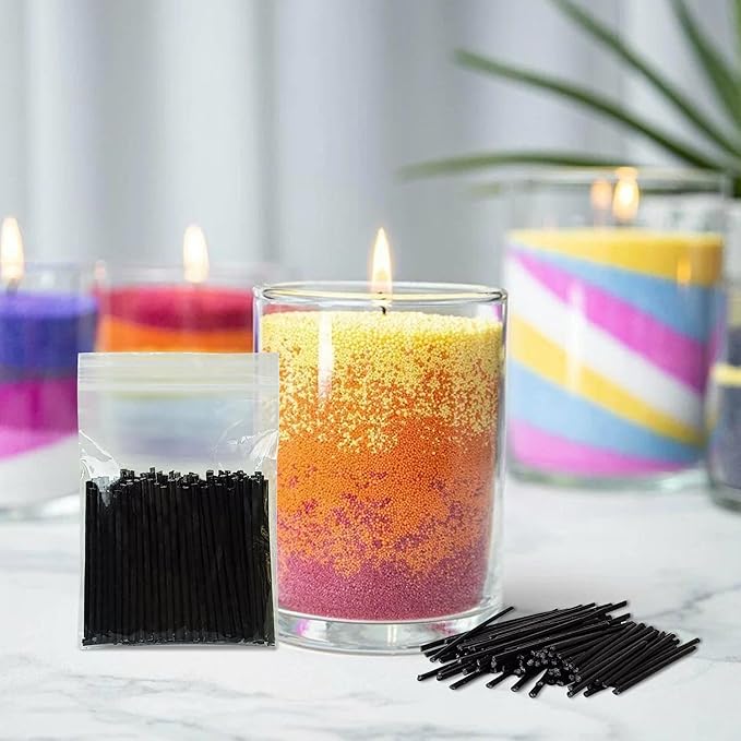 Pearled Candle 2 Inch Cotton Wicks 100-Pack Black Extra Wicks for Sand Candles Making, Metal-Free and Lead-Free Refill Sand Wax Wick