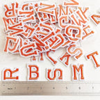 1.3 inch Iron on Letter Patches 78 Pieces, A-Z Embroidered Alphabet Patches for Clothing Jackets Hats Backpacks Jeans Orange