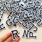 1 inch Iron on Letter Patches 78 Pieces, A-Z Embroidered Alphabet Patches for Clothing Jackets Hats Backpacks Jeans Black