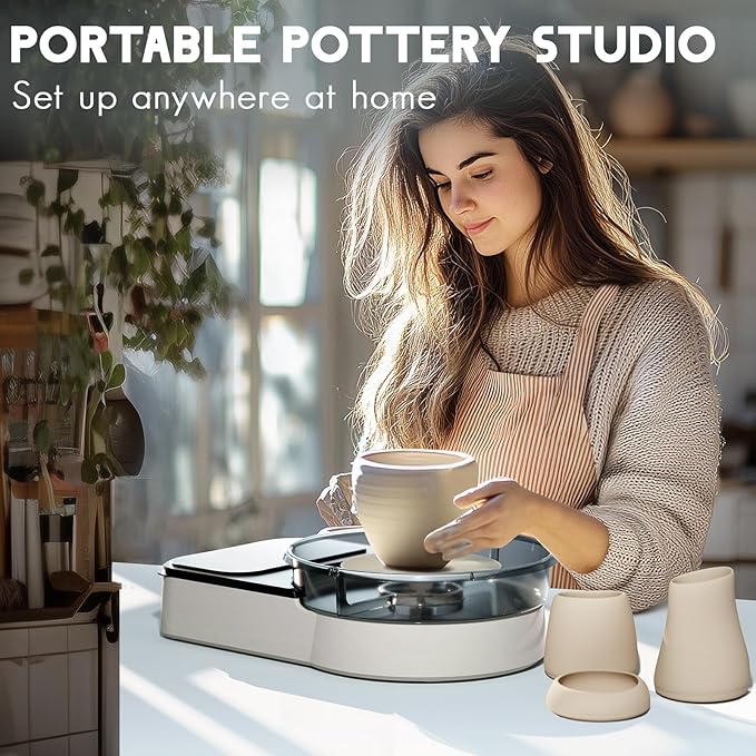 Pottery Wheel for Kids and Beginners - Complete Pottery Set for Kids with 6" Turntable, 2.2lb Clay, Art Supplies Sculpting Tools, Craft Gifts for Teens Kids Adults (Grey)