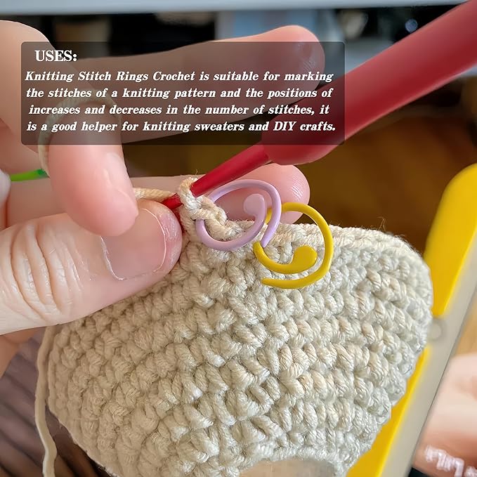 Wonafa 30pcs Spiral Stitch Markers for Knitting & Crochet, Metal, Adults